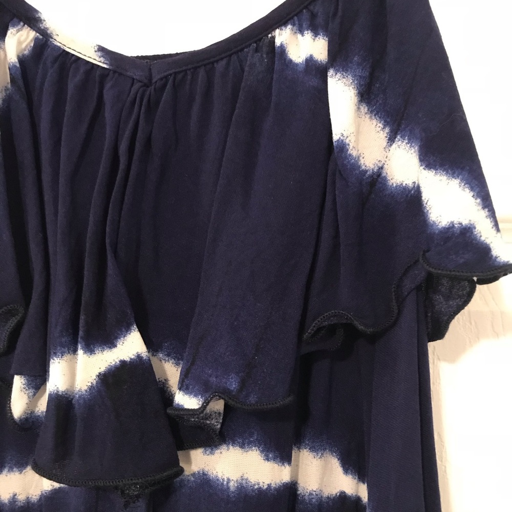 Navy and white maxi dress